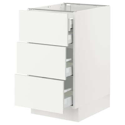 SEKTION / MAXIMERA Gabinete bajo+3 frentes/4 cajones, blanco/Vallstena blanco, 18x24x30 "