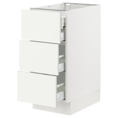 SEKTION / MAXIMERA Gabinete bajo+3 frentes/4 cajones, blanco/Vallstena blanco, 15x24x30 "