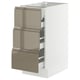 SEKTION / MAXIMERA Gabinete bajo+3 frentes/4 cajones, blanco/Voxtorp marrón grisáceo oscuro alto brillo, 15x24x30 "