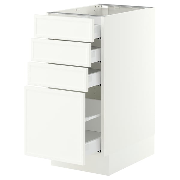 SEKTION / MAXIMERA Gabinete bajo+4 cajones, blanco/Aspudden blanco mate, 15x24x30 "