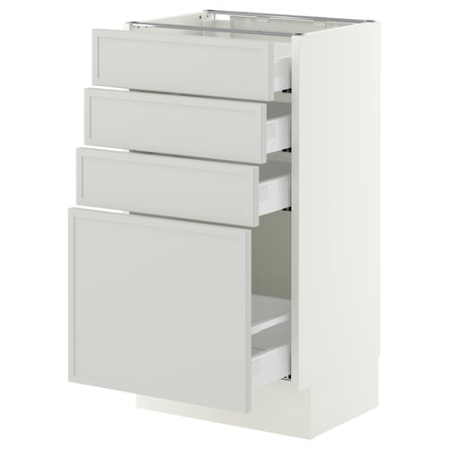 SEKTION / MAXIMERA Gabinete bajo+4 cajones, blanco/Aspudden gris claro, 18x15x30 "