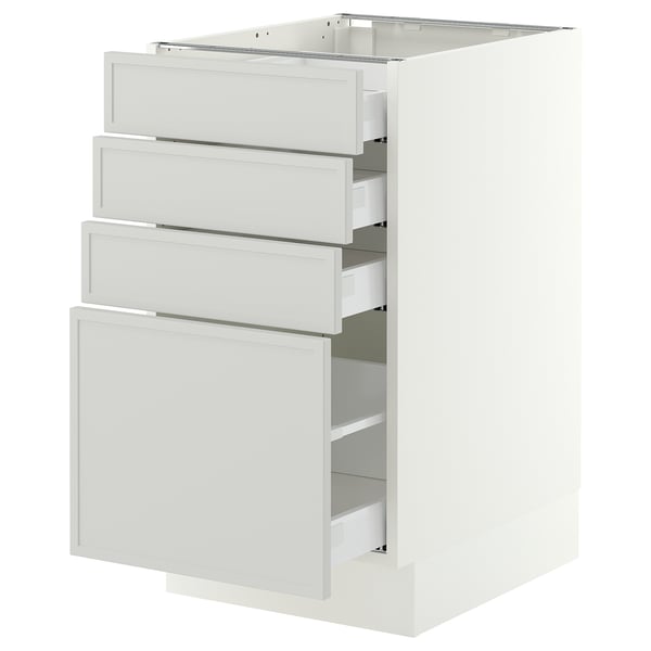 SEKTION / MAXIMERA Gabinete bajo+4 cajones, blanco/Aspudden gris claro, 18x24x30 "