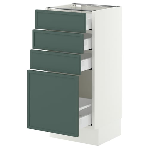 SEKTION / MAXIMERA Gabinete bajo+4 cajones, blanco/Aspudden gris verdoso oscuro, 15x15x30 "