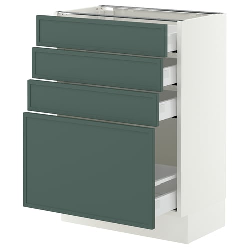 SEKTION / MAXIMERA Gabinete bajo+4 cajones, blanco/Aspudden gris verdoso oscuro, 24x15x30 "