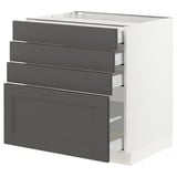 SEKTION / MAXIMERA Gabinete bajo+4 cajones, blanco/Axstad gris oscuro, 30x24x30 "