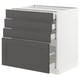 SEKTION / MAXIMERA Gabinete bajo+4 cajones, blanco/Axstad gris oscuro, 30x24x30 "