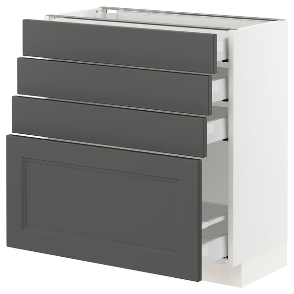 SEKTION / MAXIMERA Gabinete bajo+4 cajones, blanco/Axstad gris oscuro, 30x15x30 "
