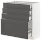 SEKTION / MAXIMERA Gabinete bajo+4 cajones, blanco/Axstad gris oscuro, 30x15x30 "