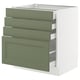 SEKTION / MAXIMERA Gabinete bajo+4 cajones, blanco/Axstad gris-verde, 30x24x30 "