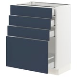 SEKTION / MAXIMERA Gabinete bajo+4 cajones, blanco Axstad/mate azul, 24x15x30 "