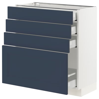 SEKTION / MAXIMERA Gabinete bajo+4 cajones, blanco Axstad/mate azul, 30x15x30 "