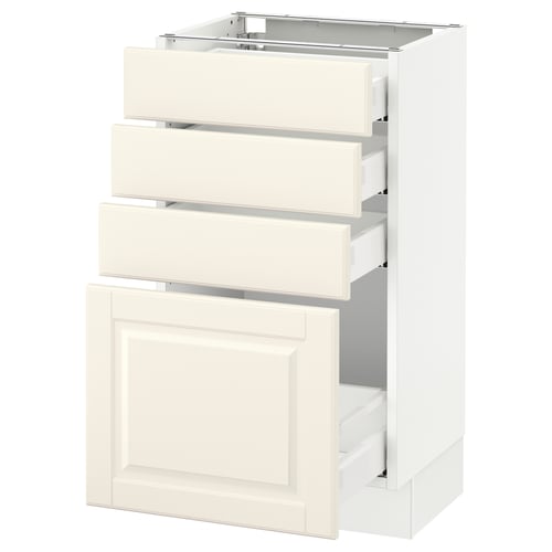 SEKTION / MAXIMERA Gabinete bajo+4 cajones, blanco/Bodbyn color hueso, 18x15x30 "