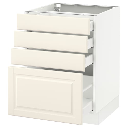 SEKTION / MAXIMERA Gabinete bajo+4 cajones, blanco/Bodbyn color hueso, 24x24x30 "