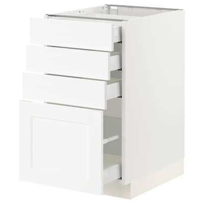SEKTION / MAXIMERA Gabinete bajo+4 cajones, blanco Enköping/blanco efecto madera, 18x24x30 "