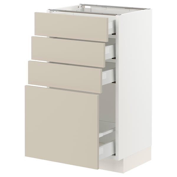 SEKTION / MAXIMERA Gabinete bajo+4 cajones, blanco/Havstorp beige, 18x15x30 "