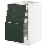 SEKTION / MAXIMERA Gabinete bajo+4 cajones, blanco/Havstorp verde oscuro, 18x24x30 "