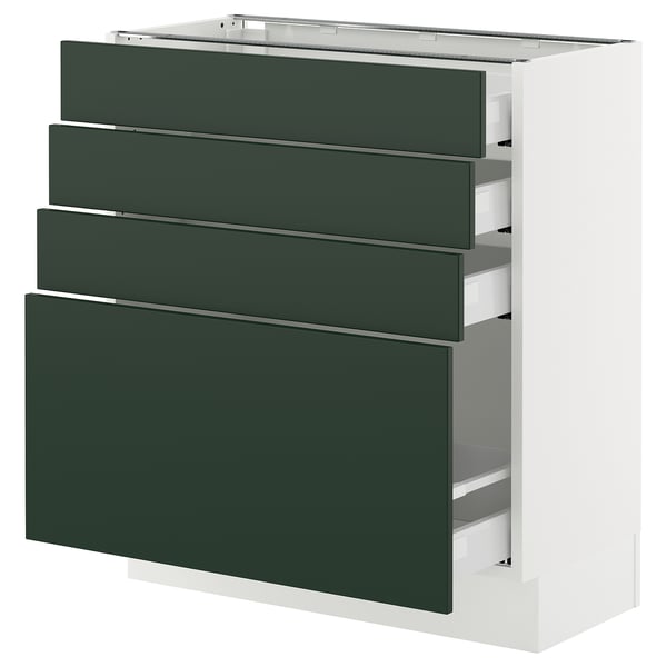 SEKTION / MAXIMERA Gabinete bajo+4 cajones, blanco/Havstorp verde oscuro, 30x15x30 "