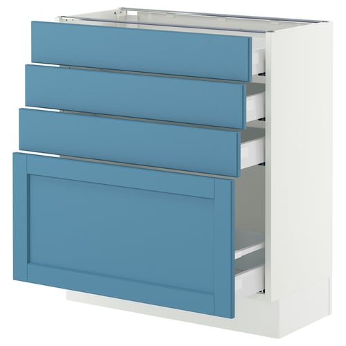SEKTION / MAXIMERA Gabinete bajo+4 cajones, blanco/Lerhyttan azul, 30x15x30 "