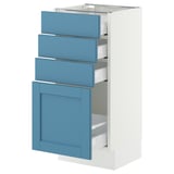 SEKTION / MAXIMERA Gabinete bajo+4 cajones, blanco/Lerhyttan azul, 15x15x30 "