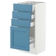 SEKTION / MAXIMERA Gabinete bajo+4 cajones, blanco/Lerhyttan azul, 15x15x30 "