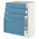 SEKTION / MAXIMERA Gabinete bajo+4 cajones, blanco/Lerhyttan azul, 24x15x30 "