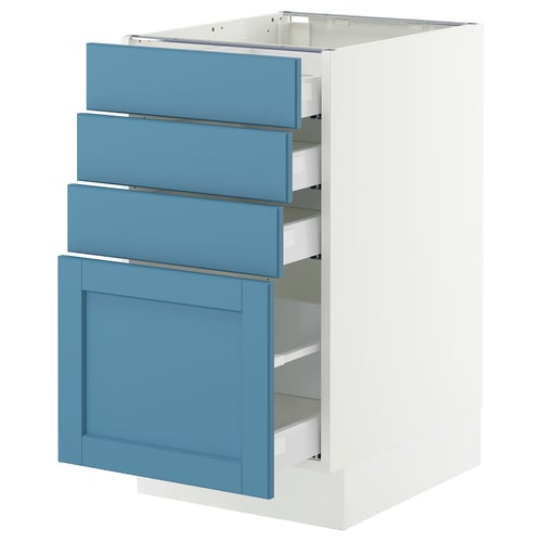 SEKTION / MAXIMERA Gabinete bajo+4 cajones, blanco/Lerhyttan azul, 18x24x30 "