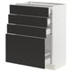 SEKTION / MAXIMERA Gabinete bajo+4 cajones, blanco/Nickebo antracita mate, 24x15x30 "