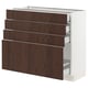 SEKTION / MAXIMERA Gabinete bajo+4 cajones, blanco/Sinarp marrón, 36x15x30 "