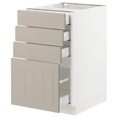 SEKTION / MAXIMERA Gabinete bajo+4 cajones, blanco/Stensund beige, 18x24x30 "
