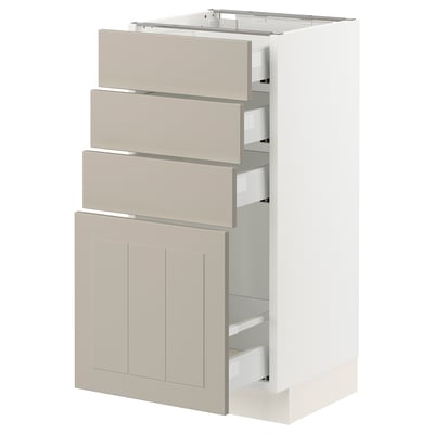 SEKTION / MAXIMERA Gabinete bajo+4 cajones, blanco/Stensund beige, 15x15x30 "
