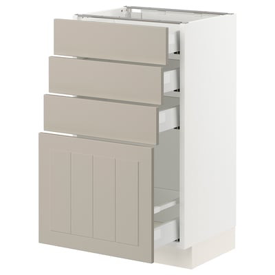 SEKTION / MAXIMERA Gabinete bajo+4 cajones, blanco/Stensund beige, 18x15x30 "