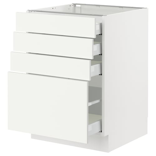 SEKTION / MAXIMERA Gabinete bajo+4 cajones, blanco/Vallstena blanco, 24x24x30 "