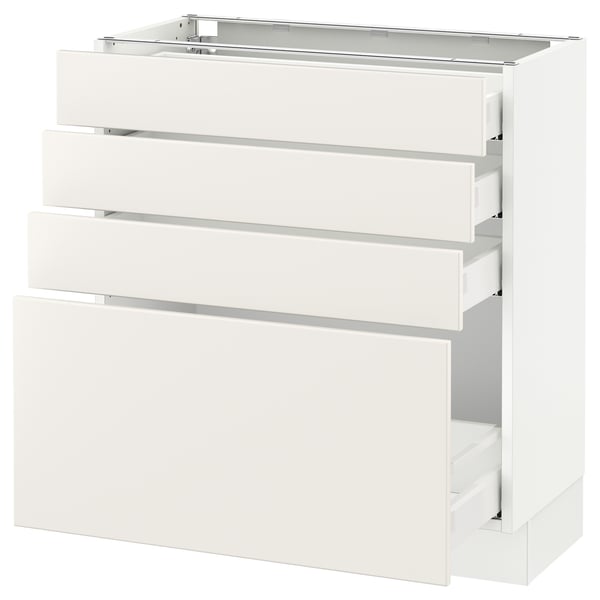 SEKTION / MAXIMERA Gabinete bajo+4 cajones, blanco/Veddinge blanco, 30x15x30 "