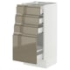 SEKTION / MAXIMERA Gabinete bajo+4 cajones, blanco/Voxtorp marrón grisáceo oscuro alto brillo, 15x15x30 "