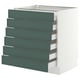SEKTION / MAXIMERA Gabinete bajo+6 frentes/6 cajones, blanco/Aspudden gris verdoso oscuro, 30x24x30 "
