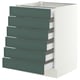SEKTION / MAXIMERA Gabinete bajo+6 frentes/6 cajones, blanco/Aspudden gris verdoso oscuro, 24x24x30 "