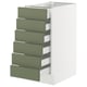 SEKTION / MAXIMERA Gabinete bajo+6 frentes/6 cajones, blanco/Axstad gris-verde, 15x24x30 "