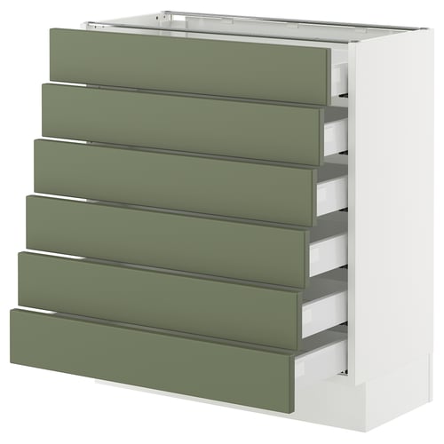 SEKTION / MAXIMERA Gabinete bajo+6 frentes/6 cajones, blanco/Axstad gris-verde, 30x15x30 "