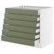 SEKTION / MAXIMERA Gabinete bajo+6 frentes/6 cajones, blanco/Axstad gris-verde, 36x24x30 "