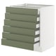 SEKTION / MAXIMERA Gabinete bajo+6 frentes/6 cajones, blanco/Axstad gris-verde, 30x24x30 "