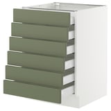 SEKTION / MAXIMERA Gabinete bajo+6 frentes/6 cajones, blanco/Axstad gris-verde, 24x24x30 "