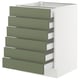SEKTION / MAXIMERA Gabinete bajo+6 frentes/6 cajones, blanco/Axstad gris-verde, 24x24x30 "