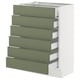 SEKTION / MAXIMERA Gabinete bajo+6 frentes/6 cajones, blanco/Axstad gris-verde, 24x15x30 "