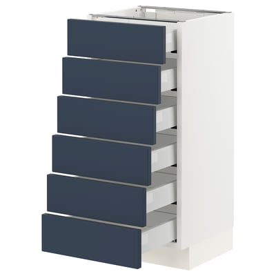 SEKTION / MAXIMERA Gabinete bajo+6 frentes/6 cajones, blanco Axstad/mate azul, 15x15x30 "