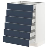 SEKTION / MAXIMERA Gabinete bajo+6 frentes/6 cajones, blanco Axstad/mate azul, 24x15x30 "