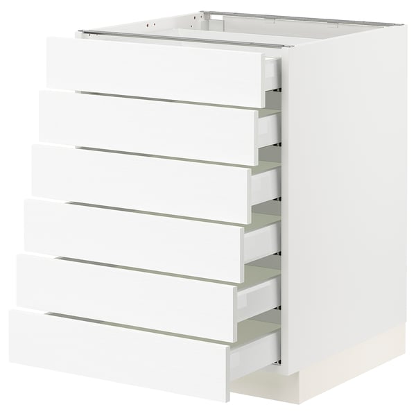 SEKTION / MAXIMERA Gabinete bajo+6 frentes/6 cajones, blanco Enköping/blanco efecto madera, 24x24x30 "