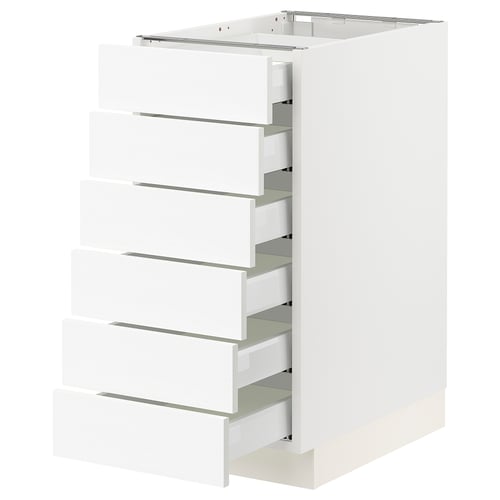 SEKTION / MAXIMERA Gabinete bajo+6 frentes/6 cajones, blanco Enköping/blanco efecto madera, 15x24x30 "
