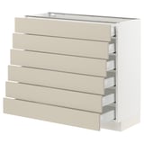 SEKTION / MAXIMERA Gabinete bajo+6 frentes/6 cajones, blanco/Havstorp beige, 36x15x30 "