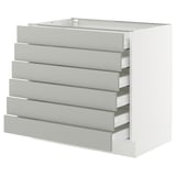 SEKTION / MAXIMERA Gabinete bajo+6 frentes/6 cajones, blanco/Havstorp gris claro, 36x24x30 "
