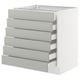 SEKTION / MAXIMERA Gabinete bajo+6 frentes/6 cajones, blanco/Havstorp gris claro, 30x24x30 "